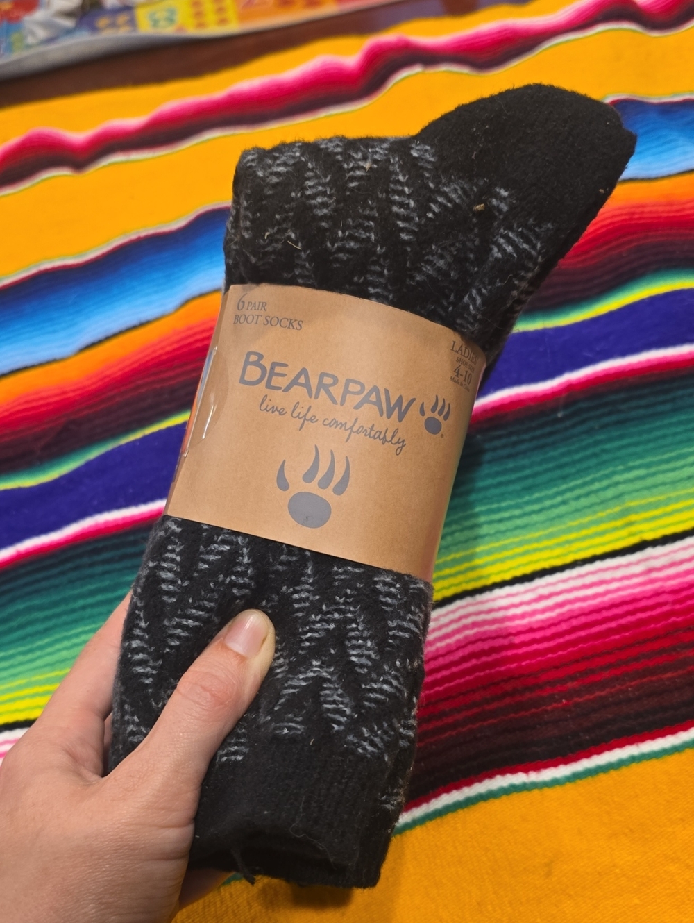 BearPaw Ladies Black and Gray Cable Knit Boot Socks Sz4-10